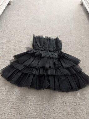 Black Layered Tulle Party Dress for Women